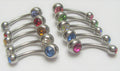 10 Piece Double Gem Crystal VCH Vertical Clitoral Hood Christina Piercing Curved Barbell 14G - I Love My Piercings!