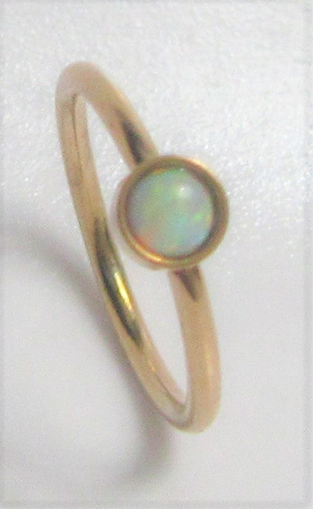 14k Rose Gold Plating White Opal Seamless Nose Hoop Ring 20 gauge 20g 8 mm - I Love My Piercings!