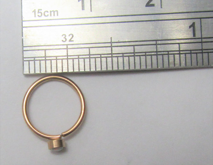 14k Rose Gold Plating White Opal Seamless Nose Hoop Ring 20 gauge 20g 8 mm - I Love My Piercings!