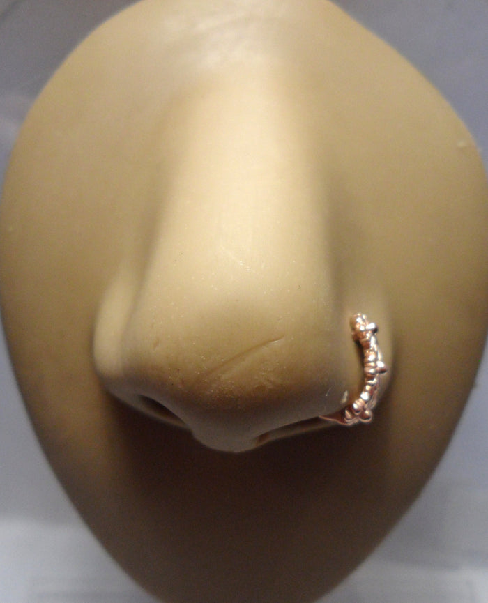 18K Rose Gold Plated L Shape Stud Nose Ring Hoop Flowers 18 gauge 18g - I Love My Piercings!