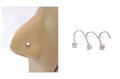 3 Pc Clear 2 mm Crystal Bezel Set Nose Twist Cork Screws Rings Studs 20 gauge - I Love My Piercings!