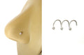 3 Pc Clear CZ Surgical Steel Nose Twist Cork Screws Rings Studs 18 gauge 18g - I Love My Piercings!