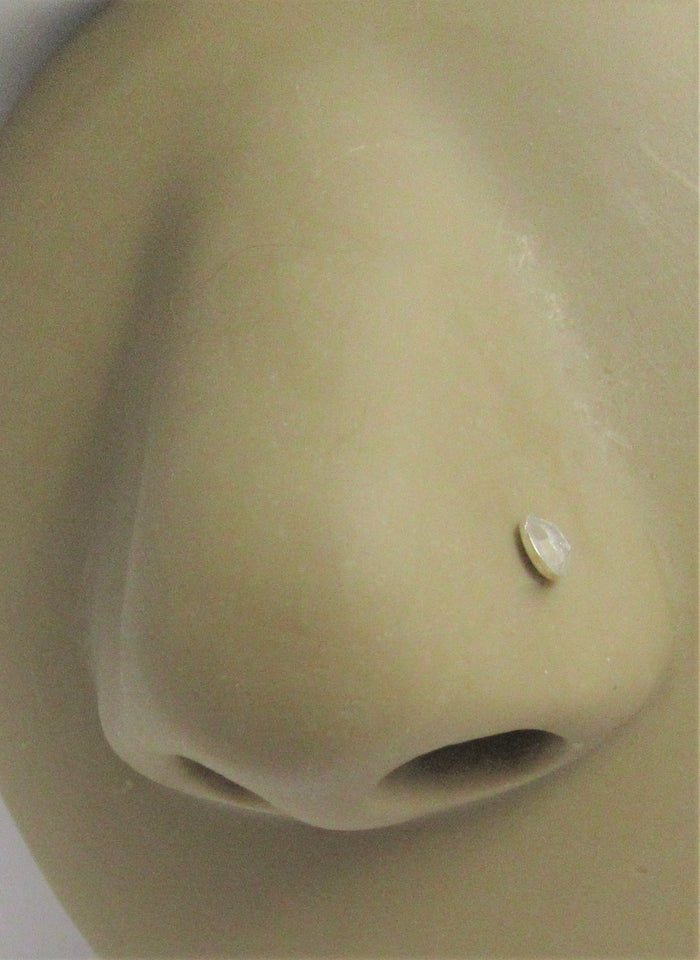 4 Pc Sterling Silver Big Flat Gem Crystal Nose Studs L Shape Posts Pins 22g - I Love My Piercings!