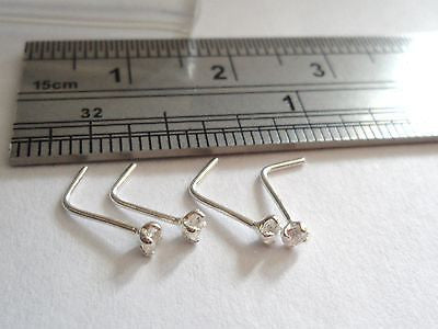 4 Piece CLAW SET Nose L Shape Bent Studs Pins Rings Clear Crystals 22 gauge 22g - I Love My Piercings!
