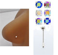 6 Piece Sterling Silver Crystal Nose Bones Straight Ball End Ring 22 gauge 22g - I Love My Piercings!