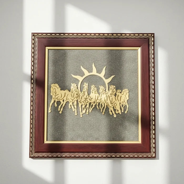 7 Horses Pyrite Frame for Wealth and Success with Pyrite Pyramid combo - view 3