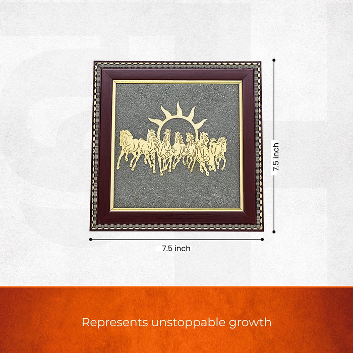 7 Running Horses Frame & Raw Pyrite Stone | Success & Wealth Combo - view 3