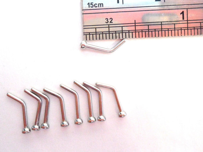 9 Piece CZ Crystal Surgical Steel Nose L Shape Posts Pins Studs 18 gauge 18g - I Love My Piercings!