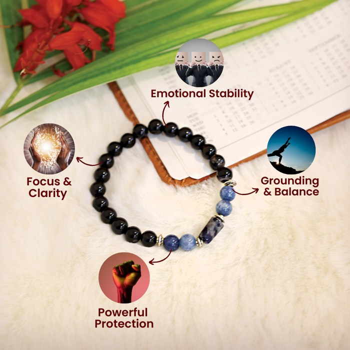Aquarius (Kumbh Rashi) Stone Bracelet with FREE Raw Selenite Plate - view 4