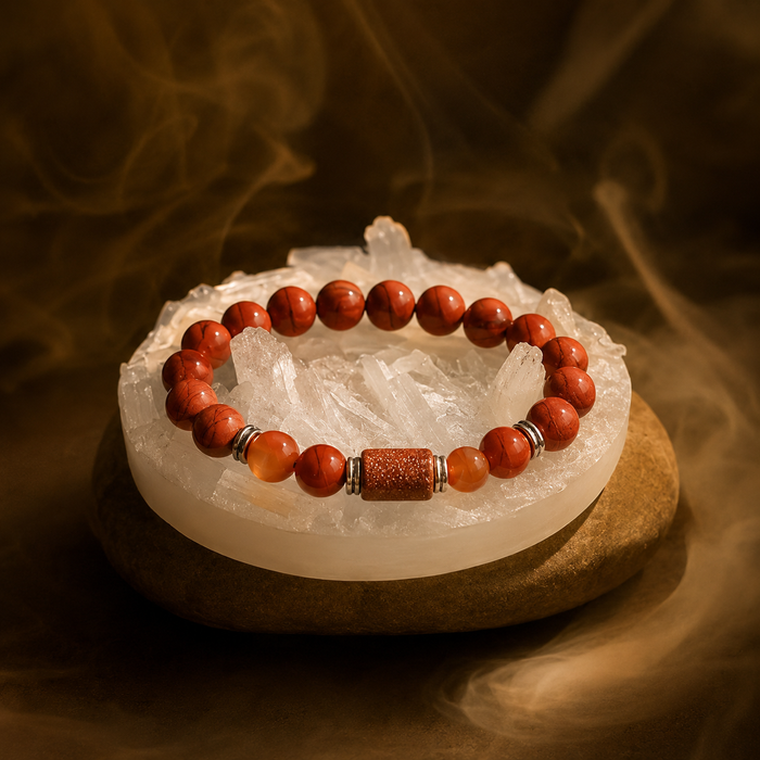 Aries (Mesh Rashi) Stone Bracelet with FREE Raw Selenite Plate