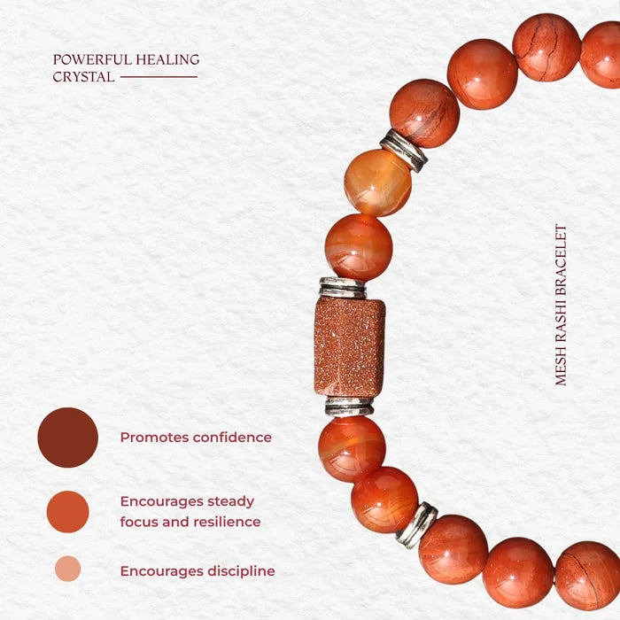 Aries (Mesh Rashi) Stone Bracelet with Red Jasper - view 4