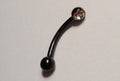 Black Titanium Clear Crystal CZ Gem Jeweled Curved Eyebrow Ring 16 gauge 16g - I Love My Piercings!