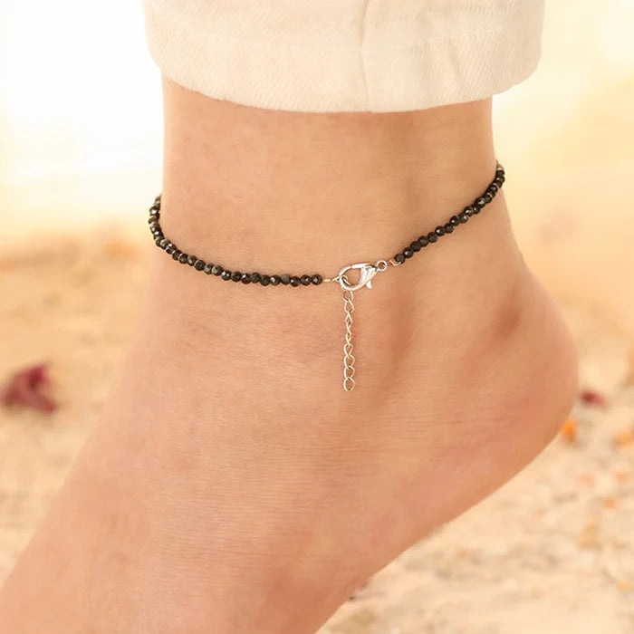 Black Tourmaline Protection Set: Black Tourmaline Anklet & Lava Bracelet Combo