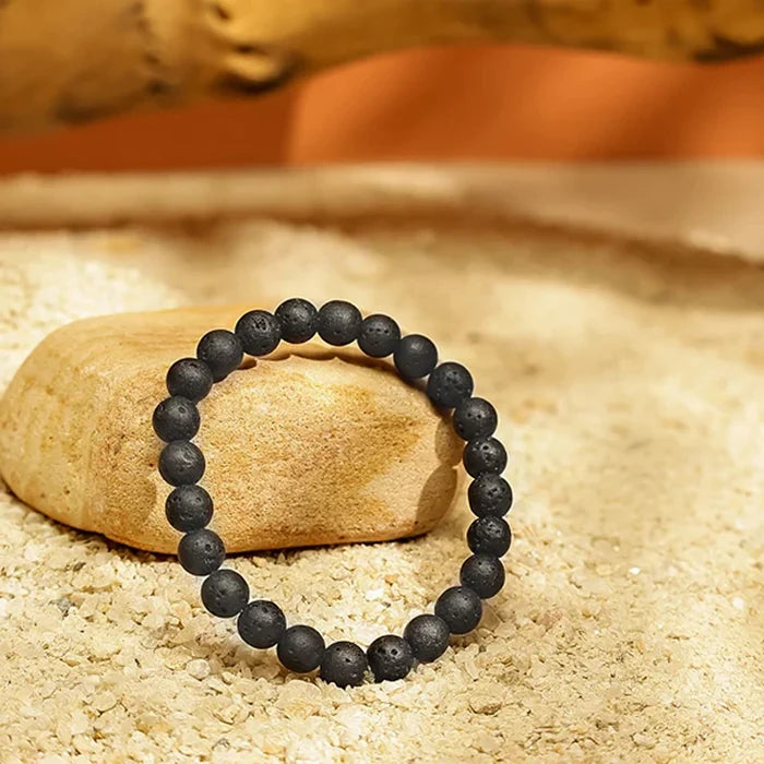 Black Tourmaline Protection Set: Black Tourmaline Anklet & Lava Bracelet Combo - view 2
