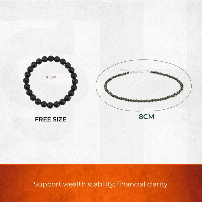 Black Tourmaline Protection Set: Black Tourmaline Anklet & Lava Bracelet Combo - view 3