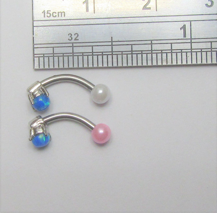 Blue Opal Pearl Ball VCH Vertical Clitoral Clit Hood Ring Bar 16g Gauge - I Love My Piercings!