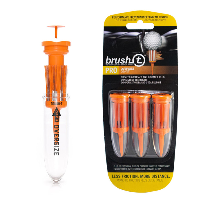 BRUSH-T Oversize, Premium Plastic Golf Tees, 2.4", Orange (3 Pack)