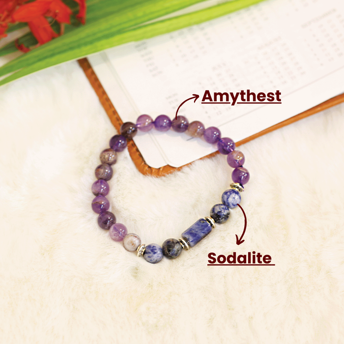 Capricorn (Makar Rashi) Stone Bracelet with FREE Raw Selenite Plate