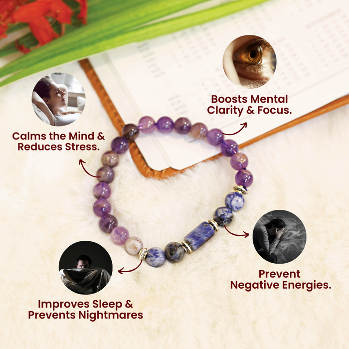 Capricorn (Makar Rashi) Stone Bracelet with FREE Raw Selenite Plate - view 2