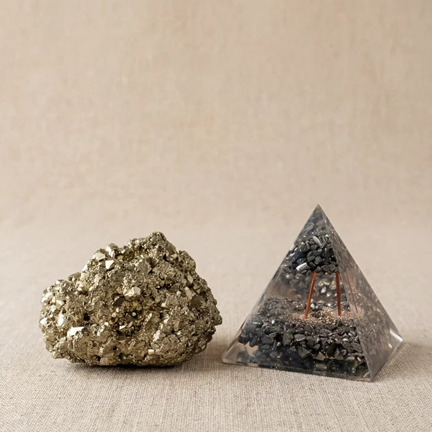Dhan-Sampatti Booster: Sacred Pyrite Pyramid & Raw Pyrite Stone
