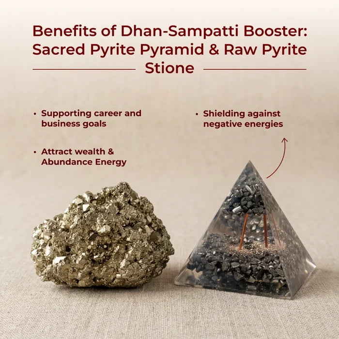Dhan-Sampatti Booster: Sacred Pyrite Pyramid & Raw Pyrite Stone - view 5