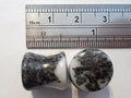 Double Flare Black White Stone Double Flare Flared Ear Lobe Plugs 00 gauge 00g - I Love My Piercings!