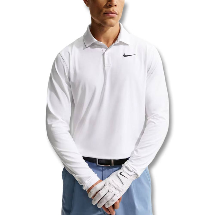 Nike Dri-FIT Velocity Longsleeve Solid Golf Polo White/Black - FA26 Men