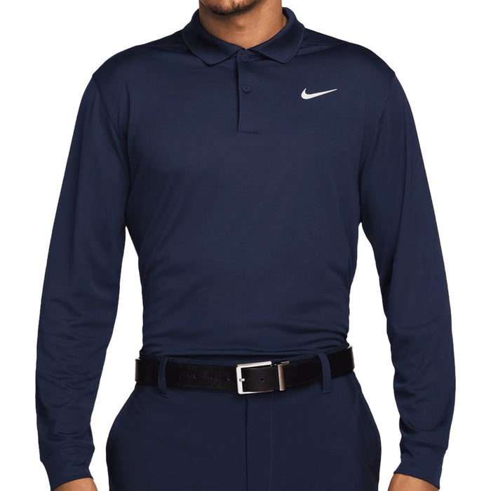 Nike Dri-FIT Victory Solid Longsleeve Golf Polo Wolf Obsidian/White - FA25 Men