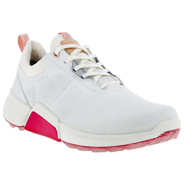 ECCO BIOM H4 Laced Spikeless Golf Shoes White/Silver Pink - SS22 Women