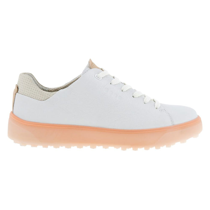 ECCO Tray Laced Spikeless Golf Shoes Bright White/Peach Nectar - FW22 Women