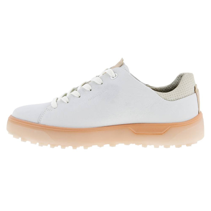 ECCO Tray Laced Spikeless Golf Shoes Bright White/Peach Nectar - FW22 Women
