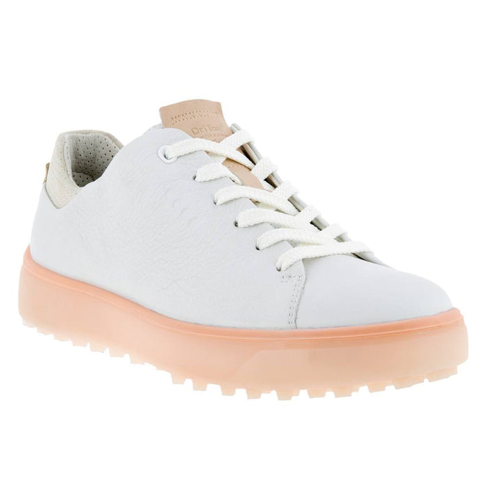 ECCO Tray Laced Spikeless Golf Shoes Bright White/Peach Nectar - FW22 Women