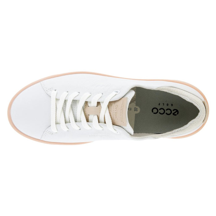 ECCO Tray Laced Spikeless Golf Shoes Bright White/Peach Nectar - FW22 Women