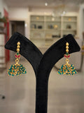 Emerald Bead Jhumka Cluster Earrings set