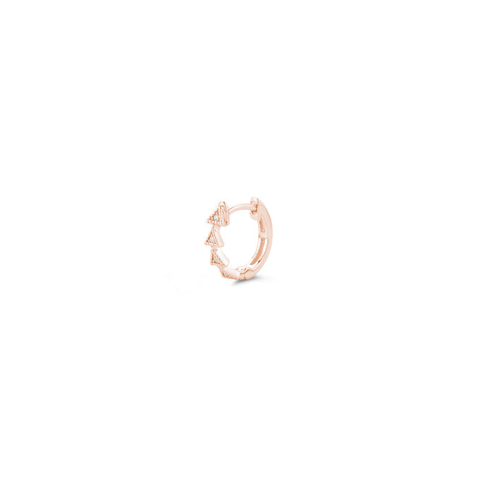 Rose Gold-1^Diamond Huggie Earrings: Emily Sarah Single Triangle Huggie in Rose Gold Thumbnail-only