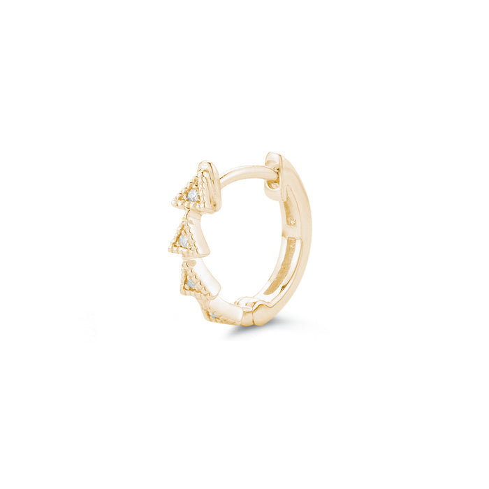 Yellow Gold-1^Diamond Huggie Earrings: Emily Sarah Single Triangle Huggie in Yellow Gold