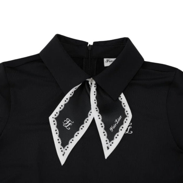 Fairliar Petit Scarf Set Golf T-Shirt Black - SS26 Women