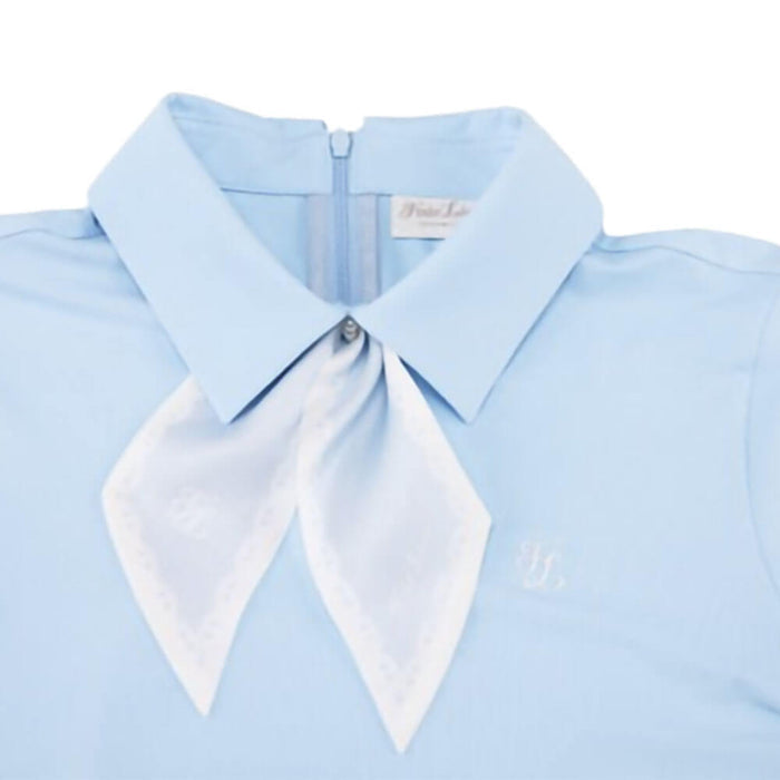 Fairliar Petit Scarf Set Golf T-Shirt Ceramic Blue - SS26 Women