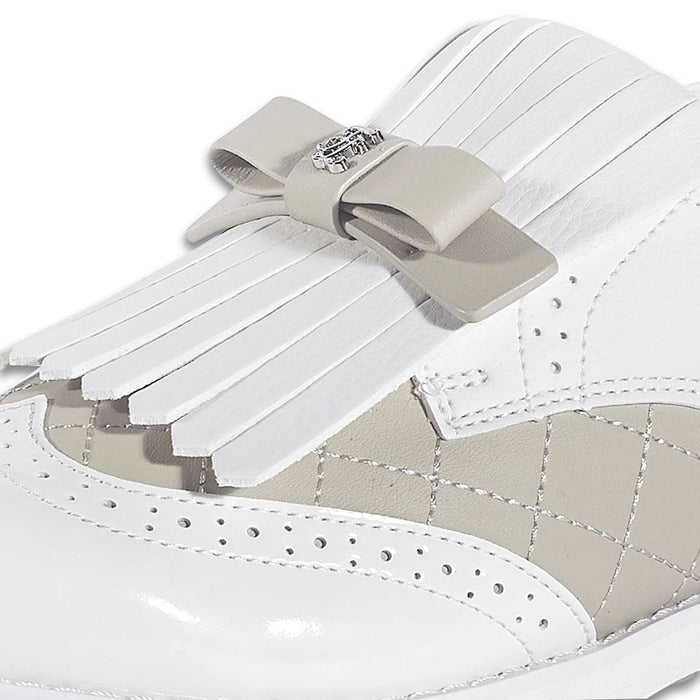 Fairliar Ribbon Tassel Loafers Spikeless Golf Shoes White - 24 Women