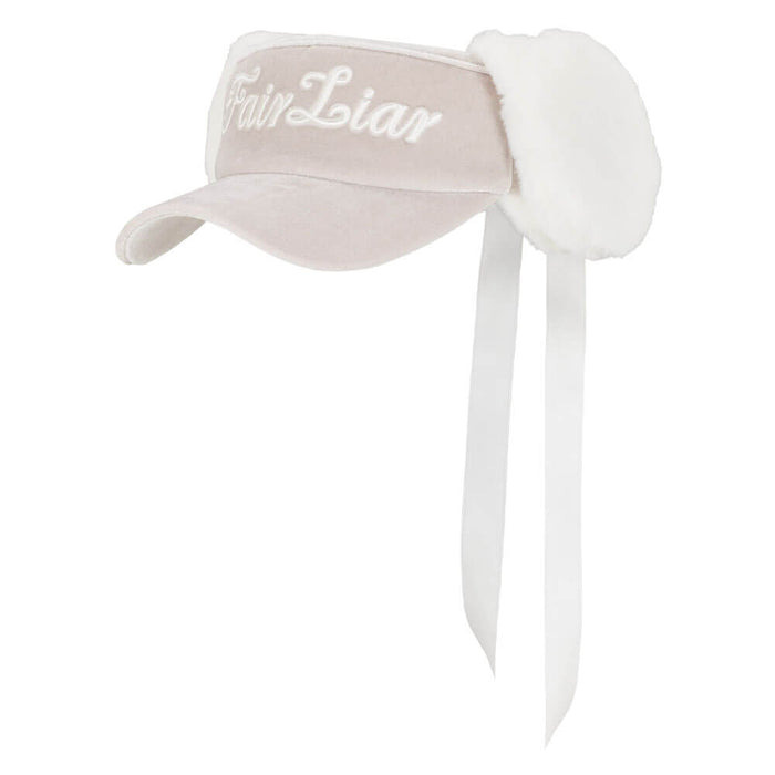Fairliar Velvet Golf Visor with Ribbon Beige - FW25 Women