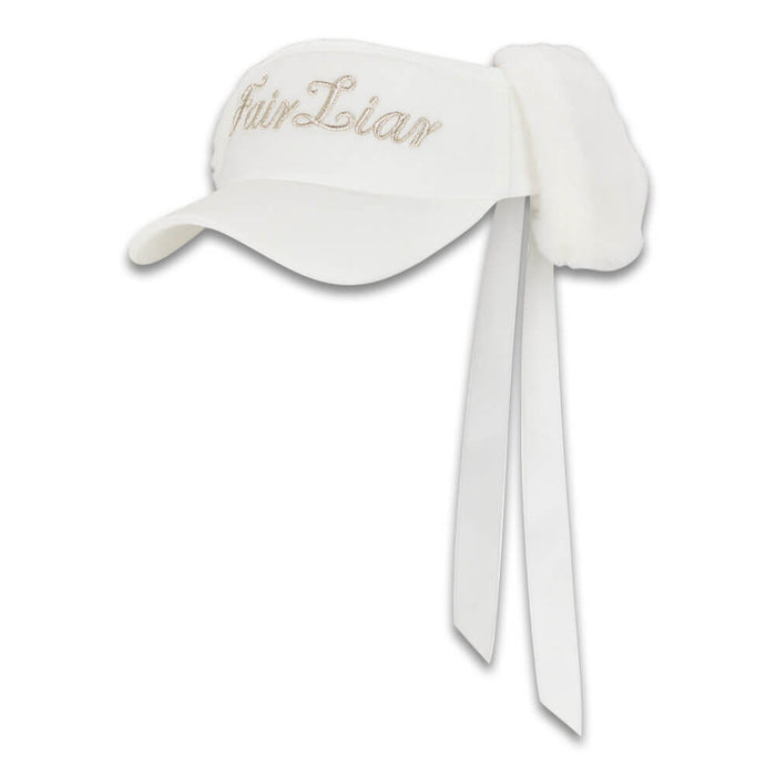 Fairliar Velvet Golf Visor with Ribbon Ivory - FW25 Women