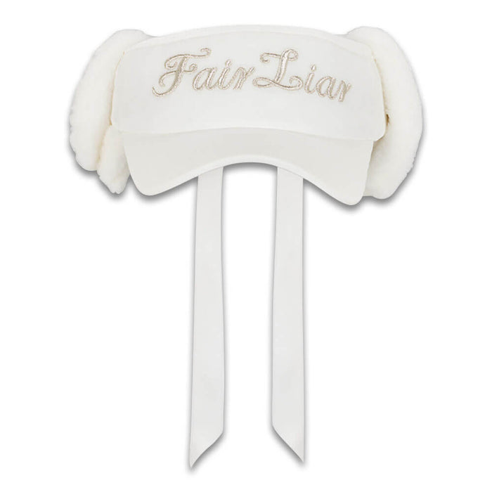 Fairliar Velvet Golf Visor with Ribbon Ivory - FW25 Women