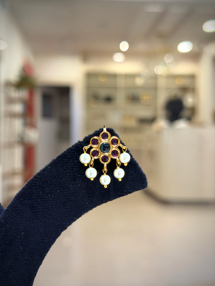 Floral Kundan Pearl Drop Bugadi /Tops Ear Cuffs