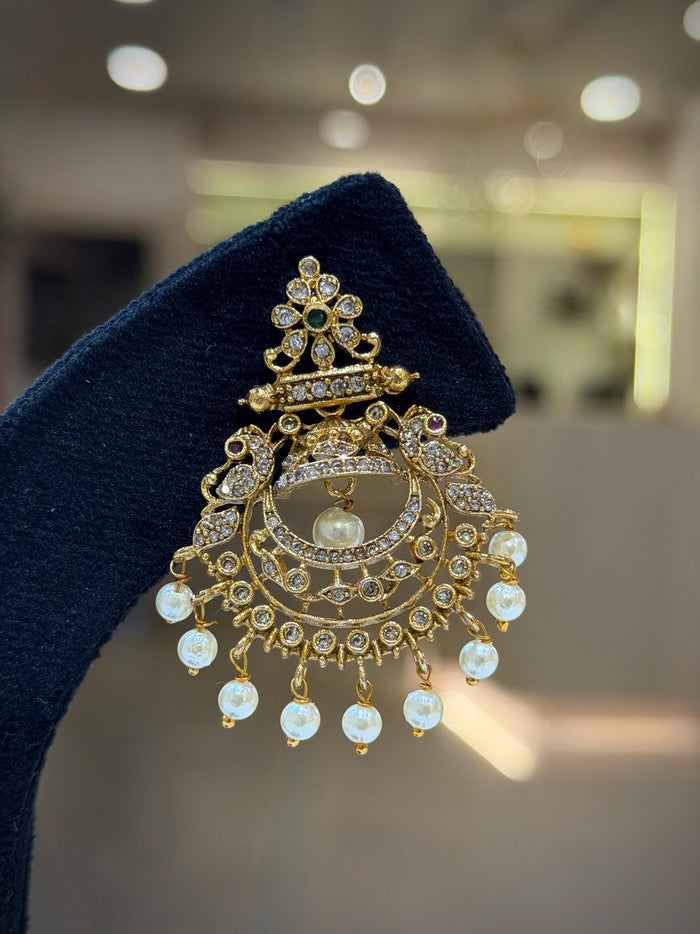 Floral Pearl Drop Chandbali Earrings Set