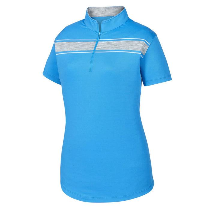 FootJoy Baby Pique Engineered Stripe Zip Golf Pullover Surf/Gray - SS19 Women
