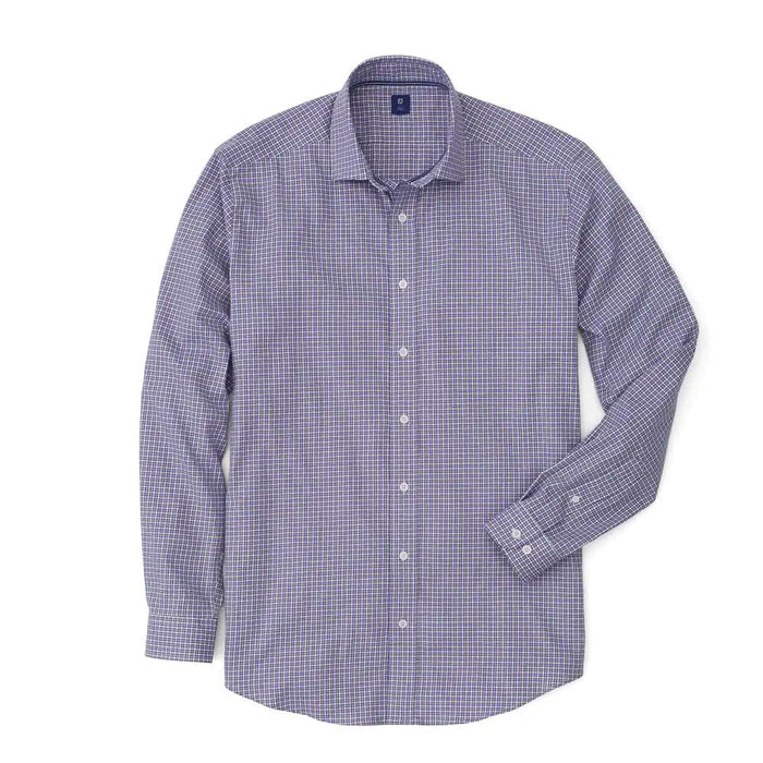 FootJoy Stretch Twill Woven Check Golf T-Shirt Iris/White/Navy - FW19 Men