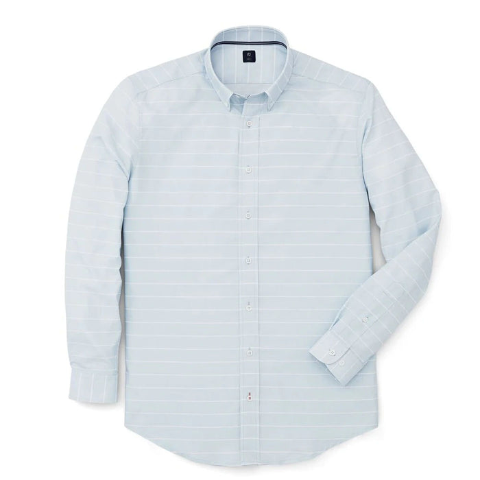FootJoy Stretch Twill Woven Stripe Golf T-Shirt Pacific/White - FW19 Men
