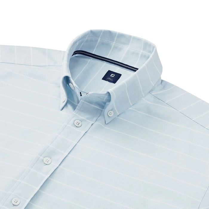 FootJoy Stretch Twill Woven Stripe Golf T-Shirt Pacific/White - FW19 Men