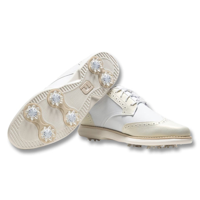FootJoy Traditions Wing Tip Golf Shoes White/Gold - SS26 Women