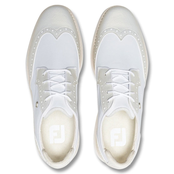 FootJoy Traditions Wing Tip Golf Shoes White/Gold - SS26 Women
